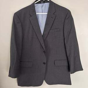 Tommy Hilfiger Jacket Men 44 Short Gray Blazer Wool Sport Coat Business Striped